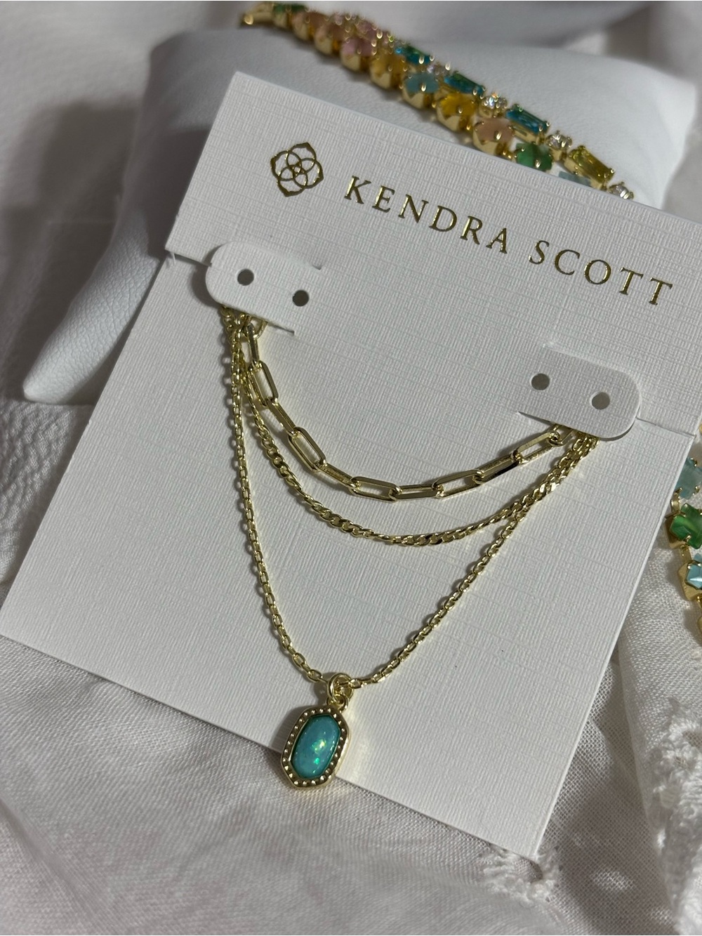 Kendra Scott Gold Layered Necklace with Turquoise Oval Stone